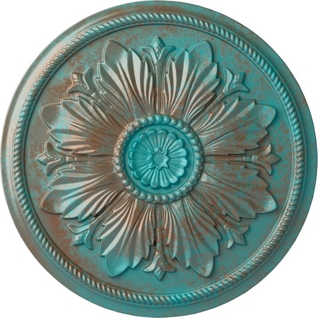 Ekena Millwork Kaya Ceiling Medallion (Fits Canopies up to 5 1/4"), 23 5/8"OD x 1 1/2"P, Copper Green Patina CM23KACGS